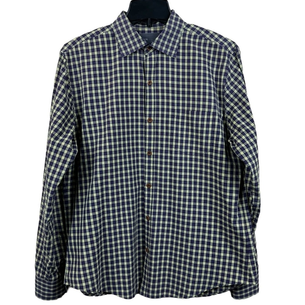 VINCE Mens Button Down Long Sleeve‎ Plaid Shirt Medium Purple Yellow Gingham